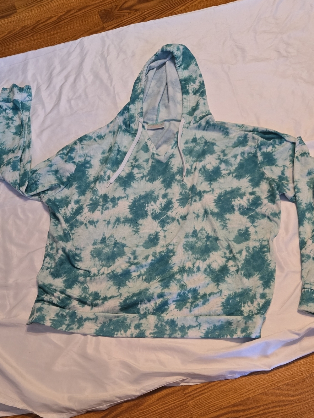 Bobbie Brooks Teal Tie-Dye Hooded Sweatshirt